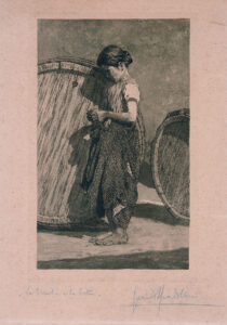 guido spadolini, bambina con botte